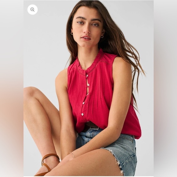 NWT Faherty Willa Sleeveless Top Blouse - Granita Size Large - Picture 2 of 11